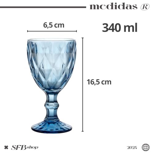 Kit 6 taças Diamond 340ml Azul