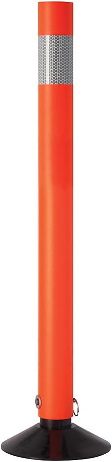 Tapco Re-Bounder Flexible Traffic Delineator Posts With Reflective Band - Sold Individually - 2-1/4 X28" - Orange With Black Base