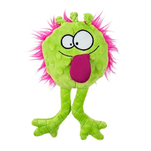 Image of goDog PlayClean Germs Squeaky Plush Dog Toy with Odor-Eliminating Essential Oils, Chew Guard Technology - Lime, Large