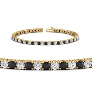 SHIV IMPEX JEWELS 6.00 Ct. Women’s Tennis Bracelets with Round Shape Black Diamond & White Diamond in 14k Yellow Gold Plated 925 Sterling Silver