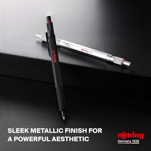 Image of Rotring 600 Series Silver Barrel Gel Pen | Black Ink Gelpen