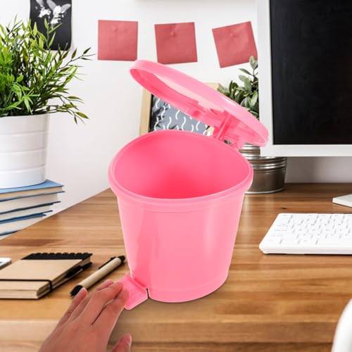 Mini caneca de basura compacta rosa de 6.3 pulgadas miniatura 3