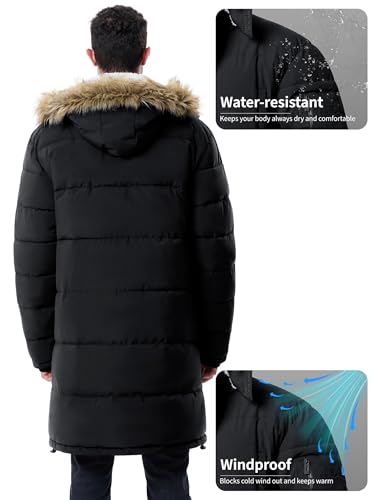Image of Winter Coats For Men Winter Jackets Water Resistant Warm Thicken Puffy Hooded Insulated Thicken Parka Coat