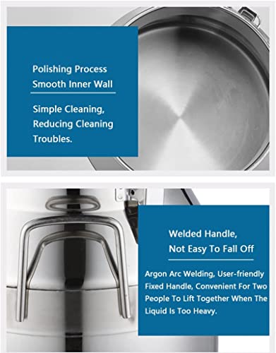 Generisch Milchkannen aus Edelstahl 304, Weineimer, Milchkännchen, Ölfass, Teekanister mit silikonversiegeltem Deckel, Milchtransporteimer zur Lagerung von Flüssigkeiten und Feststoffen, 46 5 Generisch Milchkannen aus Edelstahl 304, Weineimer, Milchkännchen, Ölfass, Teekanister mit silikonversiegeltem Deckel, Milchtransporteimer zur Lagerung von Flüssigkeiten und Feststoffen, 46