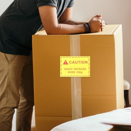 NUOBESTY 100 kendinden yapışkanlı uyarı etiketi, ağır paketler için, nakliye çıkartması, 7 x 10 cm, uzun ömürlü, güvenlik uyarı çıkartması, sanayi ve nakliye için - Görsel 3