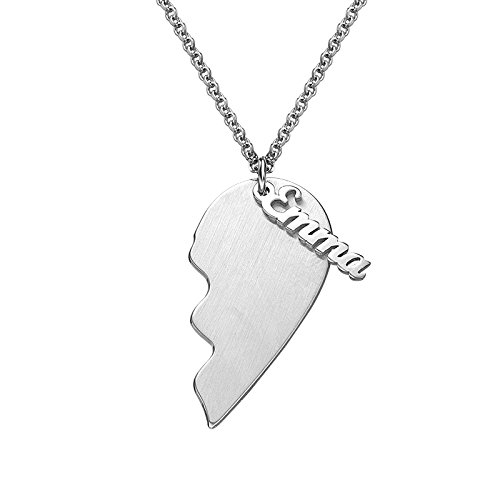 Myka - Personalized Broken Heart Necklace - Couples Jewelry For Boyfriend, Girlfriend, Her, Him, Women, Men - Sterling Silver 925, Gold & Rose Gold Plated - Custom Engraved Unisex Couple Pendant - Gift For Valentine’s Day, Love Day, Birthday, Mother’s Day, Father’s Day, Christmas #TOP2