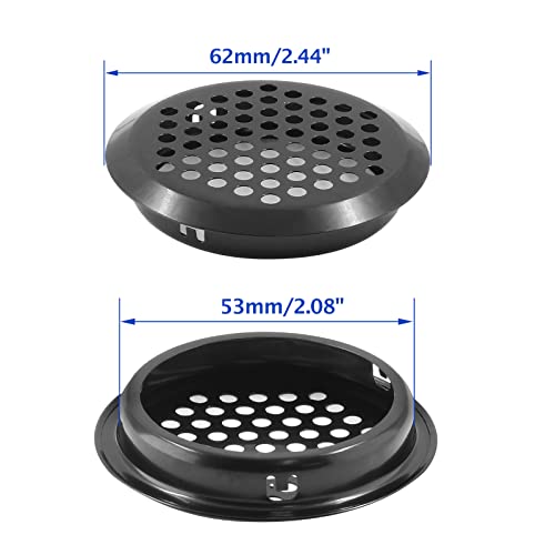 Uenhoy 20 Pcs Black Air Vents 2.1" (53Mm) Circular Soffit Vents Stainless Steel Air Vent Louver Round Mesh Hole Louver For Cabinet Wardrobe Shoecase Honeybee Box #TOP2