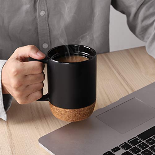 DOWAN Coffee Mugs 15 oz Mug Set of 2 Large Ceramic with Cork Bottom and Spill Proof Lid - image 8