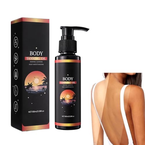 Body Tanning Oil for Glowing Skin, Deep Moisturizing Formula with Coconut Oil & Vitamin E, Indoor & Outdoor Use, Sun-Kissed Bronze Glow, 100ml (1PC)