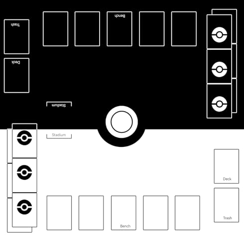 Jedaloke Playmat for Game Cards, 2 Player Gaming Mat Board Trading Card Game Stadium (Black-White THK 2mm)