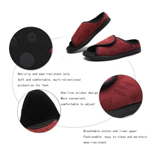 Diabetic Sandals for Men, Men's Comfy Open Toe Summer Mesh Breathable Adjustable Diabetic Sandals, Lightweight Feet Walking Edema Wide Sneakers, for Elderly Foot Pain Relief Fasciitis2