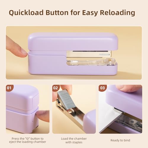 deli Stapler, Desktop Staplers with Integrated Staple Remover, 45 Sheet Capacity Office Stapler, Purple - Image 5