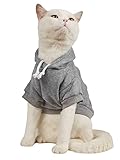 QWINEE Basic Dog Hoodie Sweatshirt Puppy Sweater Warm Cat Costumes Pet Clothes for Chihuahua Puppy Kitten Small Medium Dogs Light Grey Small