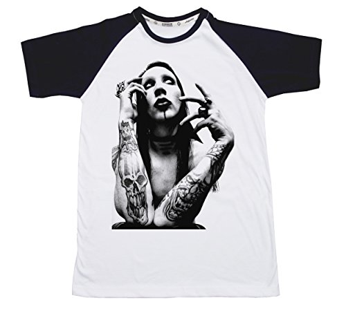 Me Unisex Marilyn Manson White T-Shirt with Black Sleeves