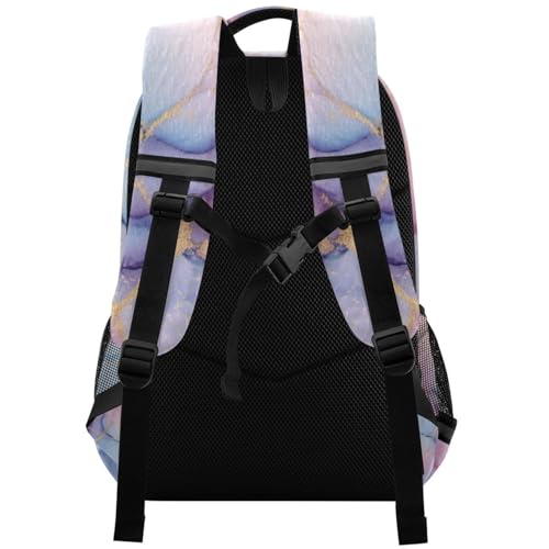 Pink Blue Marble Pattern Kid's Elementary Middle School Backpack for Son Daughter, Age 6-12 Back to School Backpack Bookbag Schoolbag for Boys Girls2
