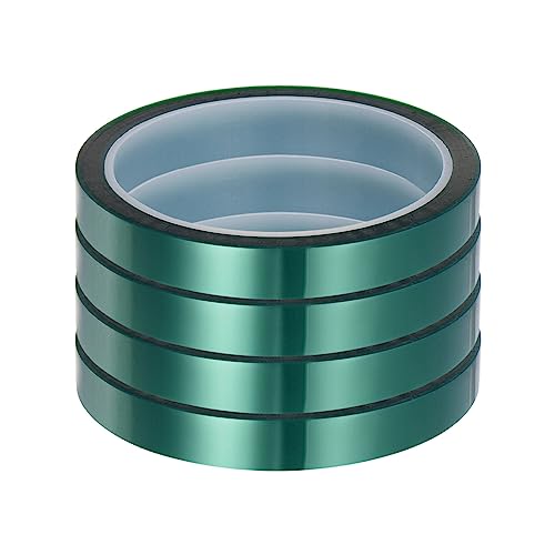 Image of HARFINGTON 4 Rolls Heat Tape High Temperature Heat Resistant Tape 12mmx33m(108ft) Sublimation Thermal Heat Transfer Tape for Sublimation Press No Residue, Green