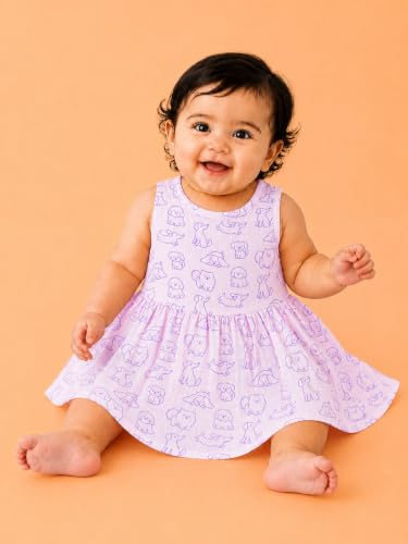 Image of Kidbea Bamboo Cotton Baby Girl Dress, Sleeveless Casual Wear Girls Frock
