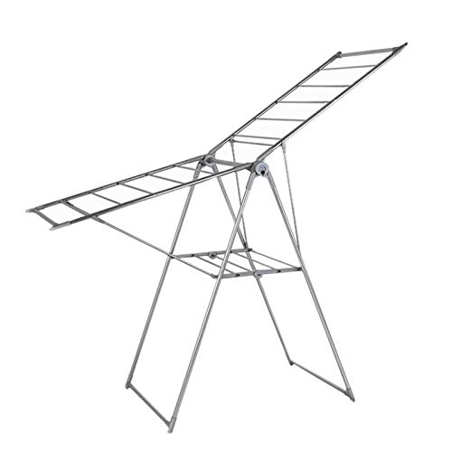 Aiaoi Drying Rack, Folding Clothes Airer Two Layers Stainless Steel Non-slip (gray, 3 Specifications) (Color : Gray, Size : Small)