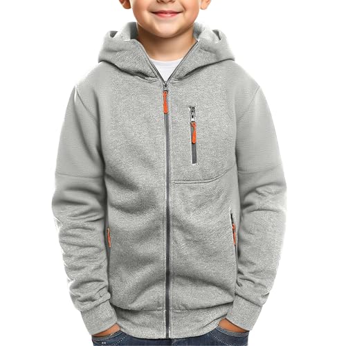 Boys Zip Up Hooded Jacket Teen Skinny Thermal Athletic Sweatshirts Fall Winter Warm School Soft Cozy Fleece Coat3