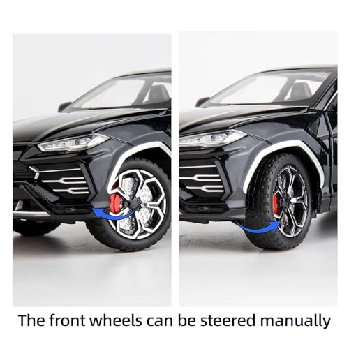 Image of 1:24 Lamborghini Urus Car Model, Diecast Pull Back Car Toy car, Doors Open, Light and Sound, Boys Toys Kids Adults Gifts (Black)