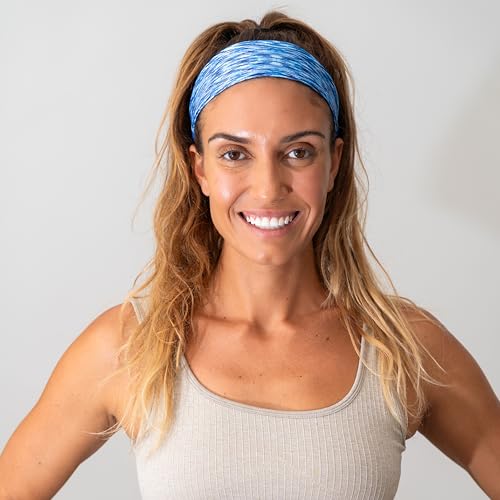 Image of FROG SAC Sport Headbands for Girls, Adjustable Non Slip Athletic Sports Hair Bands for Women, Stretch Elastic Workout Mesh Headband for Yoga Running Exercise Soccer (Rainbow /Black /Blue Tie Dye)