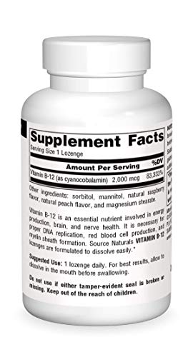 Source Naturals Vitamin B-12, 2000 Mcg Supports Energy Production - 50 Lozenges #TOP2