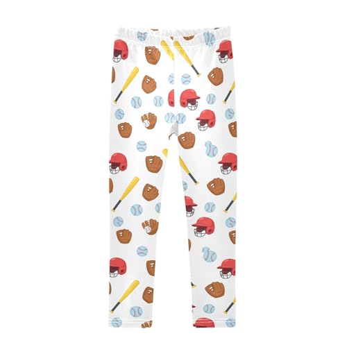 Girls Leggings Size 4T Baseball White Stretchy Breathable Tights Girl Yoga Pants for Gymnastics Dance