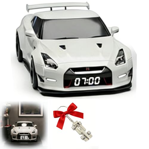 Image of Hypercar Alarm Clock,Sports Car Alarm Clock with Crystal Clear LED Display Screen,for Interior Decoration and car Enthusiasts(White)