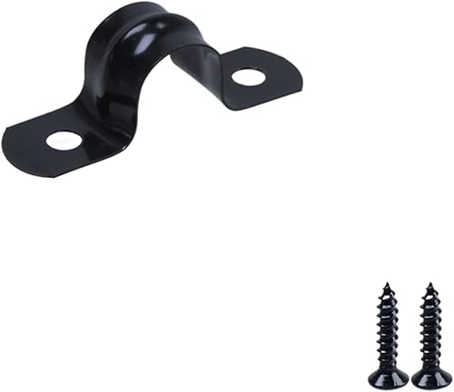 Miniatura 3 de 20 abrazaderas rígidas de acero inoxidable M12 304, correa de tubo de conducto de metal negro de 2 agujeros, soporte en U con tornillos, clip de