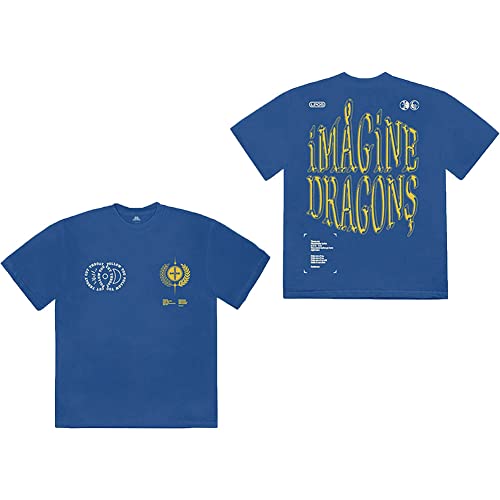 Rockoff Trade Imagine Dragons T Shirt Lyrics Band Logo Nouveau Officiel Homme Bleu Size XXL