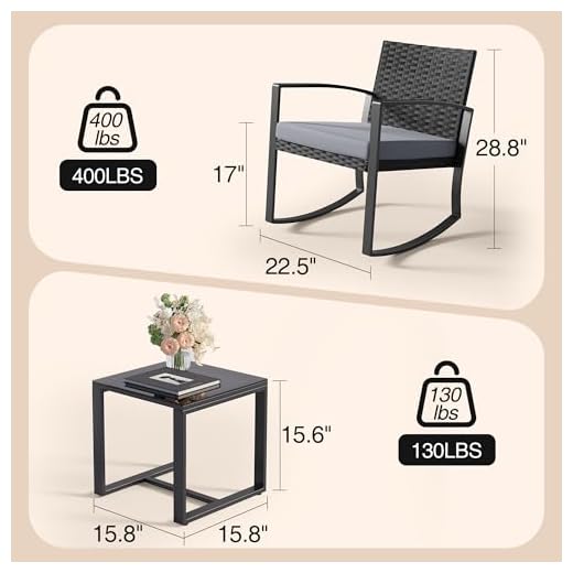 Qsun Outdoor Patio Rocking Bistro Set