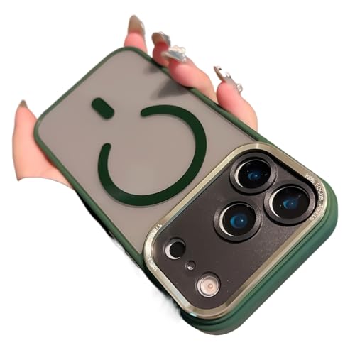 Coque de protection caméra iPhone 15 Plus en métal et dos transparent MagSafe vert