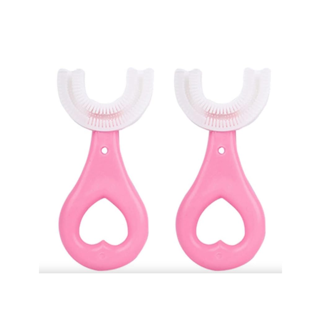 Divayanshi U Shaped Manual Toothbrush with Soft Bristles Kids Manual Toothbrush, 360° U Shape Tooth Brush For Kids (2-6 Years)-Pink- pack of 2-image-40