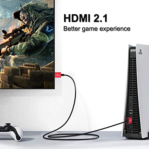 Cable HDMI 2.1 8K rojo de 1m para consolas PS5 y Xbox One 6