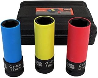 Bahco BWSS12P3 Impact Wheel Sockets, 0 V, Multi-Colour