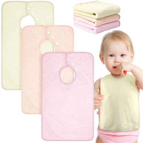 Image of Hercicy Full Coverage Pullover Toddler Baby Bibs Terry Cloth Bibs with Snap Button for 0-4 Years Unisex Feeding Drooling