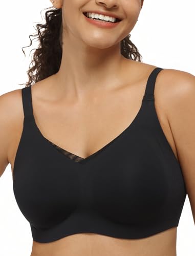 Image of Wireless Bra with Support, Seamless Bra for Women, Mesh Elegance Shaping Bra with Contrast Colored Straps