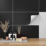 FunStick 10 Stück 30X60CM PVC Bodenbelag Selbstklebend Schwarz PVC Fliesen Selbstklebend Bad Boden & Wand Wohnzimmer Klebefliesen Küche Badezimmer Vinylboden Fliesenoptik Fliesenaufkleber Bodenfliesen