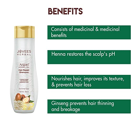 Image of Jovees Herbal Argan Kernel Oil Shampoo for Strengthen & Hair Repair, All Hair Types, Paraben & Alcohol Free, 300ml