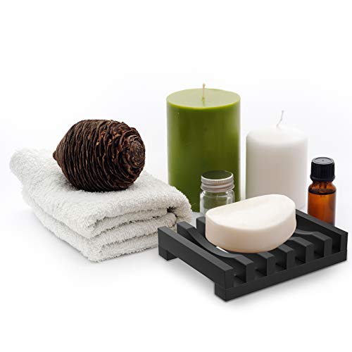 2Pcs Soap Dish Holder, Non-Slip Bathroom Accessories Silicone Soap Case Saver, Sink Deck Bathtub Shower Dish Soap Drainer, Silicone Holder For Soap, Sponges, Scrubber (Black) #TOP6