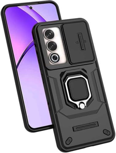 Image of SHINESTAR Tough Armor Oppo A3 Pro 5G Bumper Back Case Cover | Ring Holder & Sliding Camera Shield Cover | 360 Degree Protection Back Case Cover for Oppo A3 Pro 5G (Black)