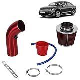 76mm (3) Universal Kaltlufteinlass Kit, Sportluftfilter mit Aluminium-Ansaugrohr & Silikonverbinder, Auto High-Flow Ansaugsystem für Tuning, Rot