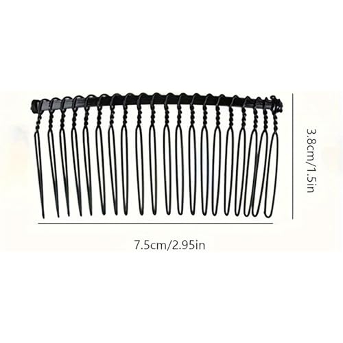 3Pcs Hair Comb, 20 Teeth Black Hair Clip Combs, Metal Hair Side Combs Hair Fork, Hair Combs Slides for Women, Hair Clips Accessories for Women Girls - Image 3
