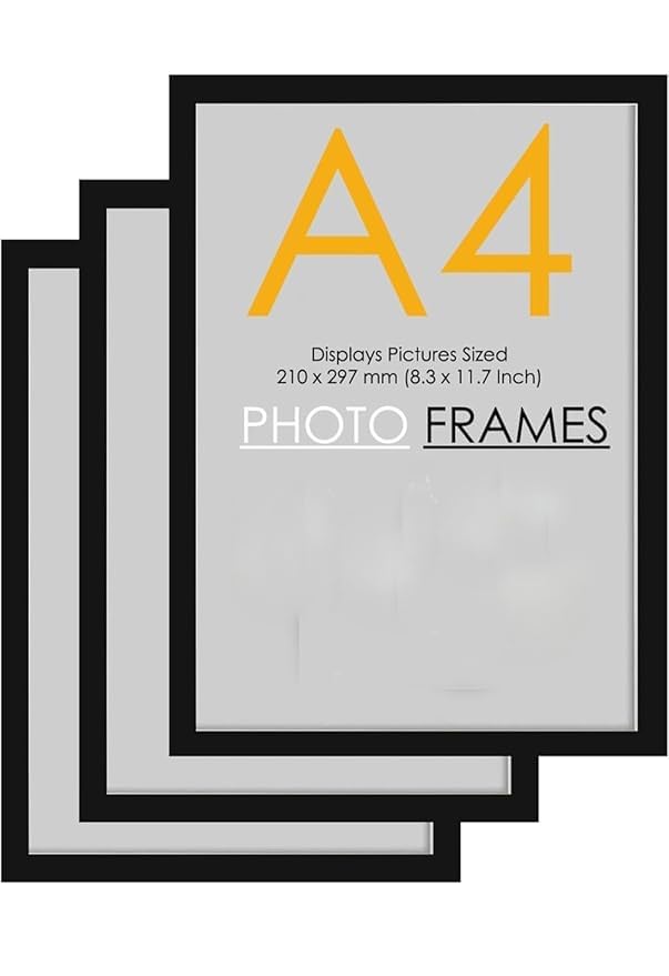 Image of A4 Size Photo Frames - Wall & Tabletop Display, Lightweight Black Frame Khali Frame /A4 Size, 9X12inches (3, Black)