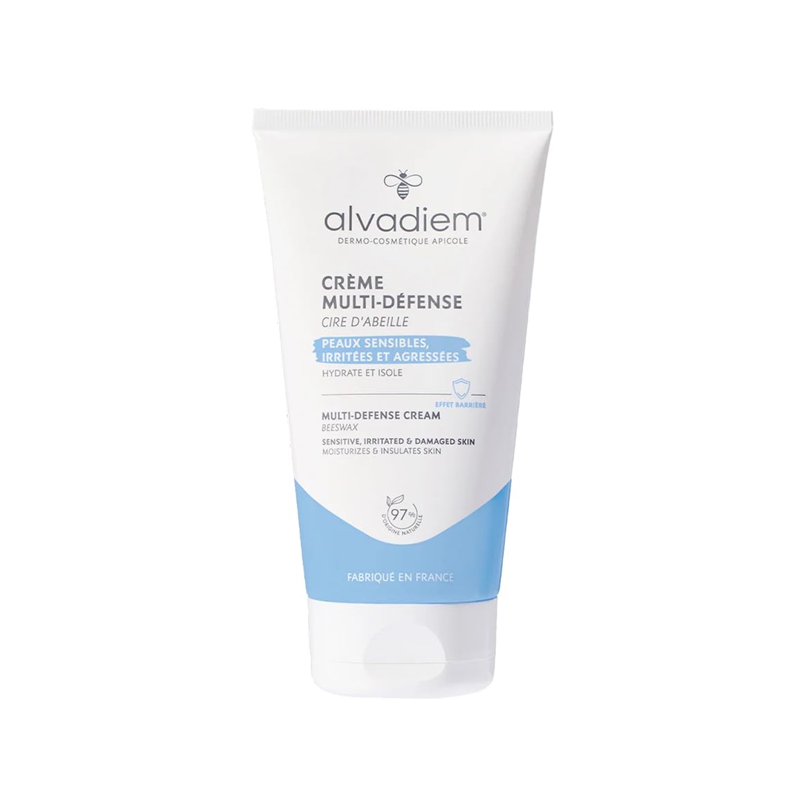 Alvadiem | Crème Multi-Défense à la cire d'abeille | Protège les peaux sensibles des agressions extérieures | Peau réactives | Soin barrière | Fabriqué en France | 150ml