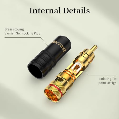Tertullus 4 Pcs Rca Plugs Gold Plated Rca Connectors Adapter For Cable Up To 8 mm (Solder Type) - Image 3