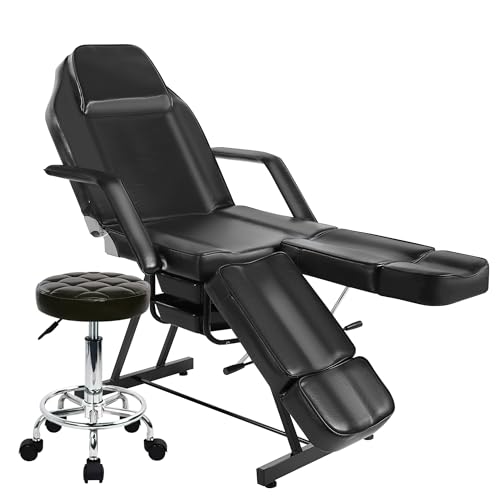 Tattoo Chair for Client, Facial Bed for Esthetician with Hydraulic Stool, Adjustable Massage Table...