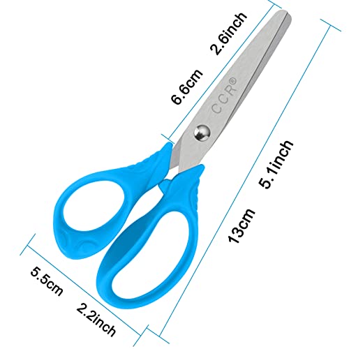 CCR Kinderschere,5/13 cm Komfortgriffe Schere für Kinder,Sicherheitsschere für Kinder zum DIY-Schnitt Decoupage,Blau/Grün/Rosa, Stumpfe Spitze,6er-Pack