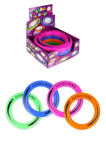 HENBRANDT 2 x Flying Discs 25cm Assorted Neon Colours Flying Ring Kids Disc Toys Summer Fun Beach Garden Picnic Party Outdoor Sports Game for Boys and Girls