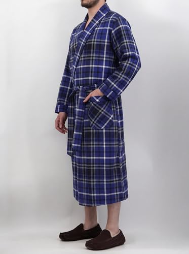 Image of Andrew Scott Mens 2 Pack Long Sleep -Sauna Robe / 100% Cotton Flannel Brush Warm Bathrobe